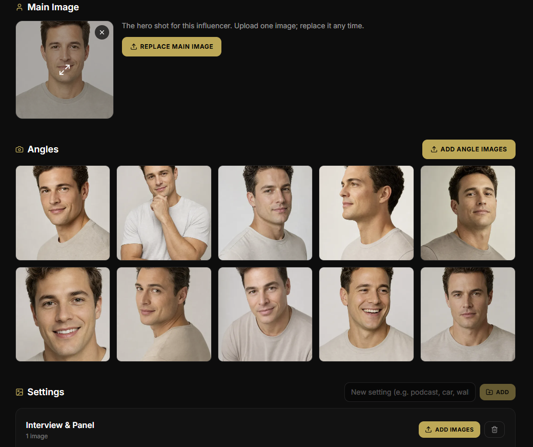 The AI influencer build inside the Room30 portal — done for you in 24 hours